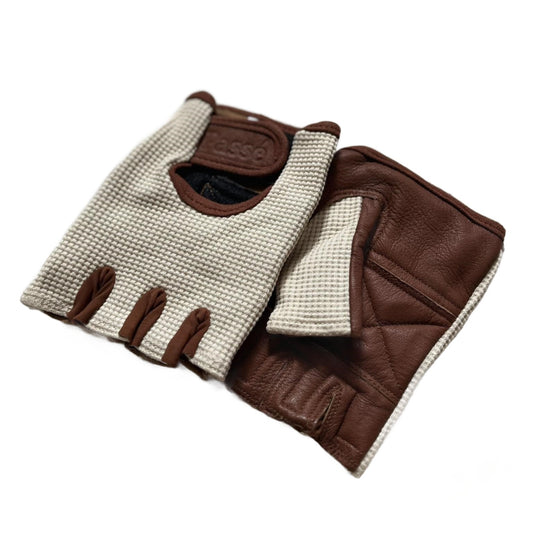 knitted gloves brown beige