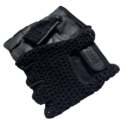 crocheted gloves triple black