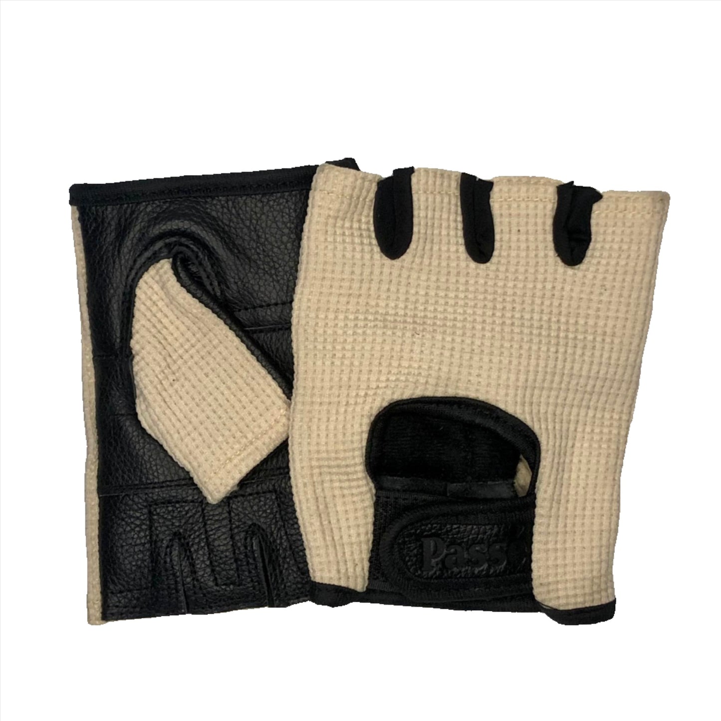 knitted gloves black beige