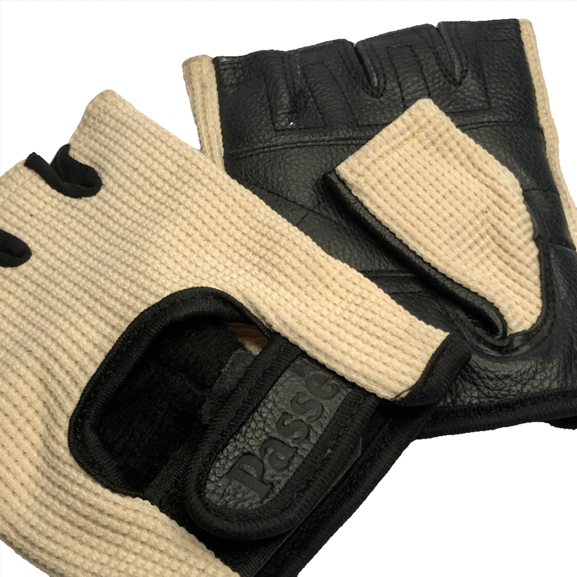 knitted gloves black beige