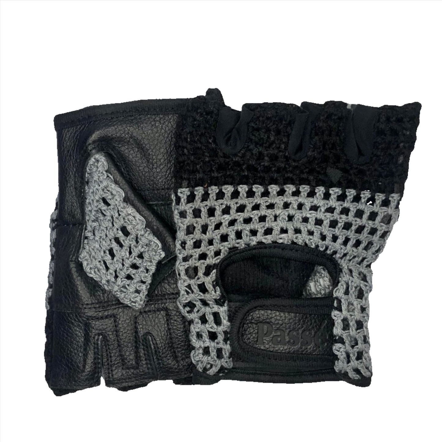 crocheted gloves black grey